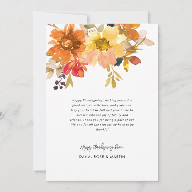 floral thanksgiving greeting card (Back)