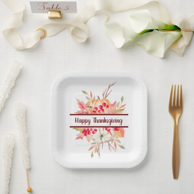 Floral Thanksgiving  Paper Plates (Wedding)