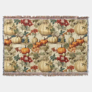 Floral Thanksgiving Vintage Pattern (10) Throw Blanket