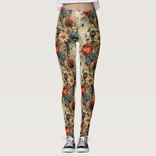 Floral Thanksgiving Vintage Pattern (11) Leggings