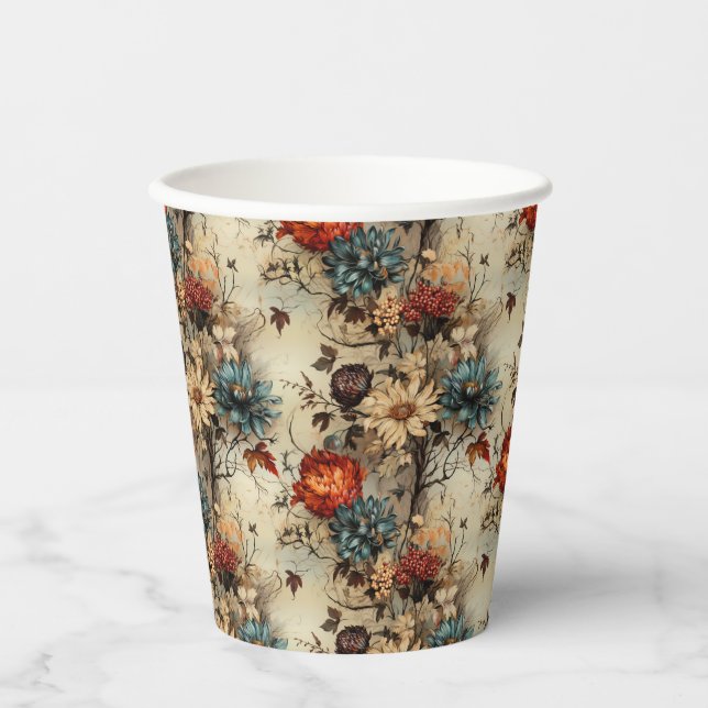Floral Thanksgiving Vintage Pattern (11) Paper Cups (Front)