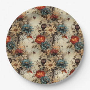 Floral Thanksgiving Vintage Pattern (11) Paper Plates
