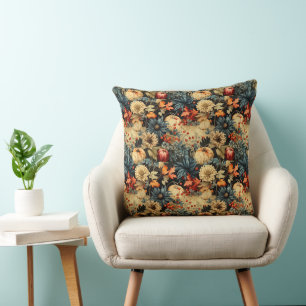 Floral Thanksgiving Vintage Pattern (12) Throw Pillow