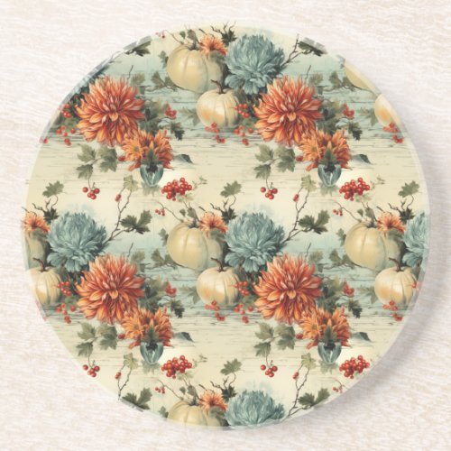 Floral Thanksgiving Vintage Pattern 1 Coaster