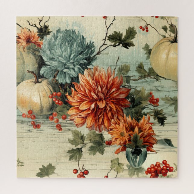 Floral Thanksgiving Vintage Pattern (1) Jigsaw Puzzle (Vertical)