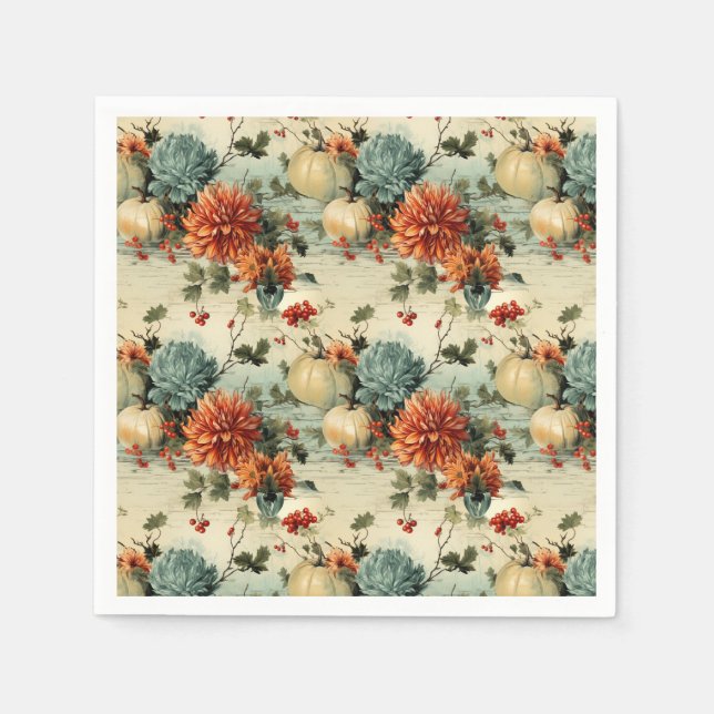 Floral Thanksgiving Vintage Pattern (1) Napkins (Front)