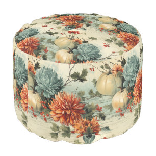 Floral Thanksgiving Vintage Pattern (1) Pouf