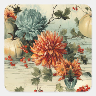 Floral Thanksgiving Vintage Pattern (1) Square Sticker