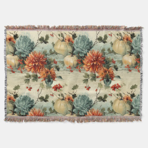 Floral Thanksgiving Vintage Pattern (1) Throw Blanket