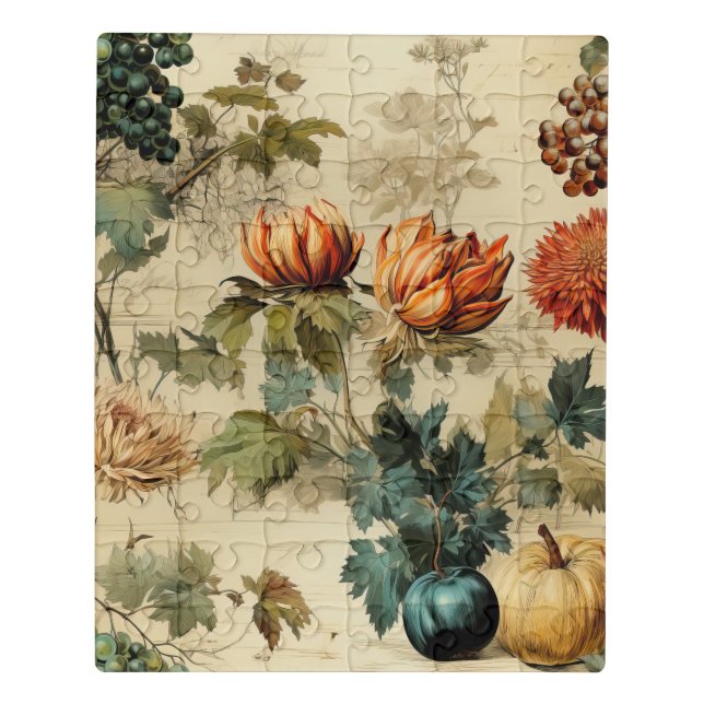 Floral Thanksgiving Vintage Pattern (2) Jigsaw Puzzle (Puzzle Vertical)