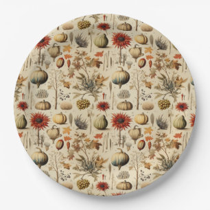 Floral Thanksgiving Vintage Pattern (3) Paper Plates