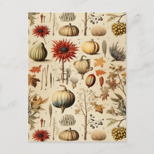 Floral Thanksgiving Vintage Pattern 3 Postcard