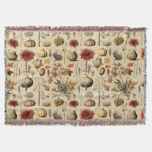 Floral Thanksgiving Vintage Pattern (3) Throw Blanket