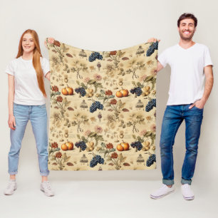 Floral Thanksgiving Vintage Pattern (4) Fleece Blanket