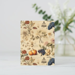 Floral Thanksgiving Vintage Pattern (4) Postcard