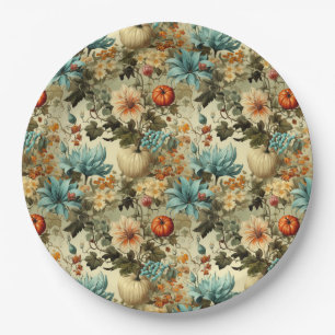 Floral Thanksgiving Vintage Pattern (5) Paper Plates