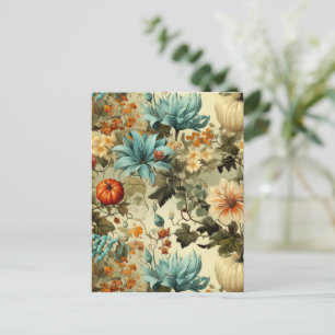 Floral Thanksgiving Vintage Pattern (5) Postcard