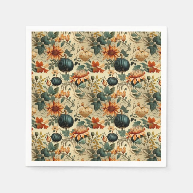 Floral Thanksgiving Vintage Pattern (6) Napkins (Front)