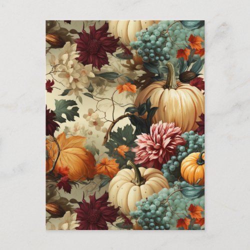 Floral Thanksgiving Vintage Pattern 8 Postcard