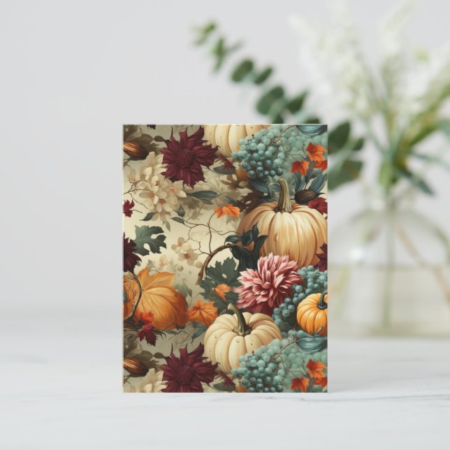 Floral Thanksgiving Vintage Pattern (8) Postcard (Standing Front)