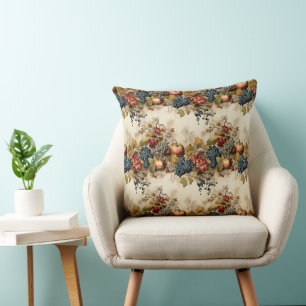 Floral Thanksgiving Vintage Pattern (9) Throw Pillow