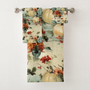 Floral Thanksgiving Vintage Pattern Bath Towel Set