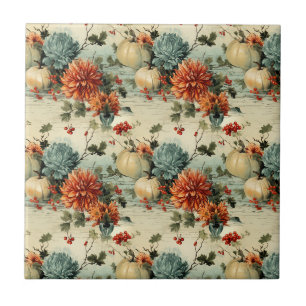 Floral Thanksgiving Vintage Pattern Ceramic Tile