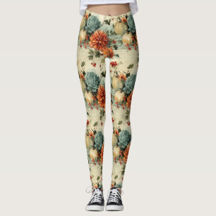 Floral Thanksgiving Vintage Pattern Leggings