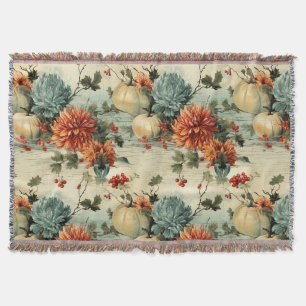 Floral Thanksgiving Vintage Pattern Throw Blanket