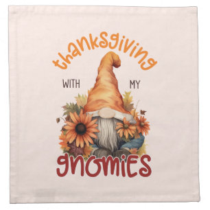 Floral Thanksgiving with my Gnomies Cloth Napkin