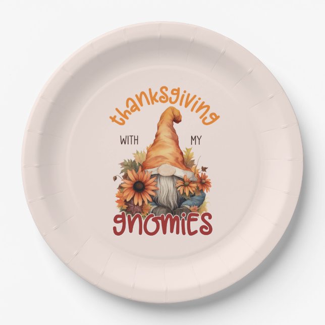 Floral Thanksgiving with my Gnomies  Paper Plates (Front)
