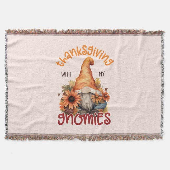 Floral Thanksgiving with my Gnomies  Throw Blanket (Front)