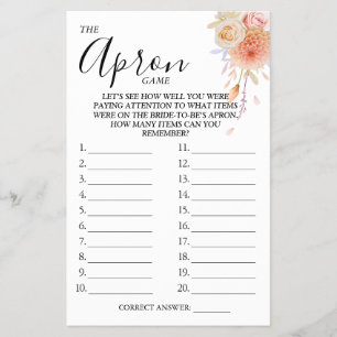 Floral The Apron Bridal shower game card Flyer