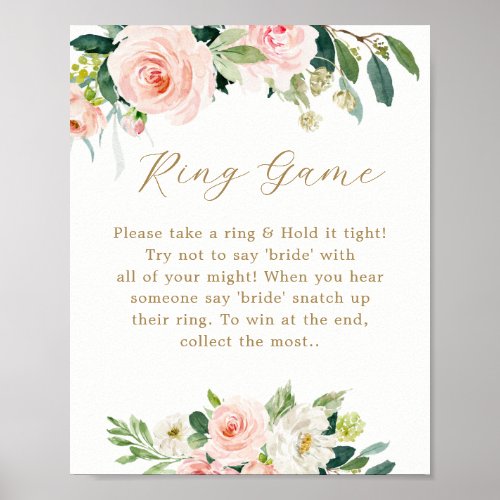 Floral The Ring Game Bridal Shower Game Sign