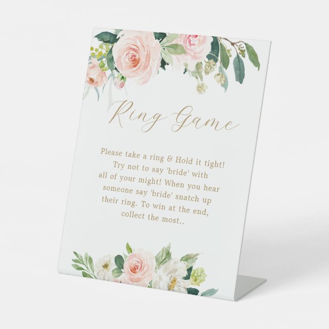 Floral The Ring Game Bridal Shower Game Sign (Front)
