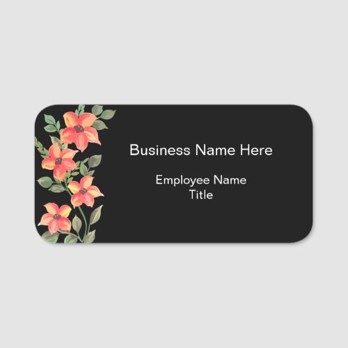 Floral Theme Employee Name ID Tags