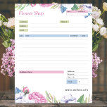 Floral Theme Order Form and Invoice Notepad<br><div class="desc">A blank invoice or order form notepad great for taking orders for any business. Can be used as a quote, invoice or order form pad for your retail business or even paper to feed through your printer. This one is floral themed and is great for flower shops and anyone wanting...</div>