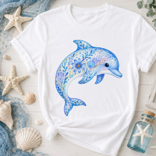 Floral Theme Pottery Art dolphin T-Shirt