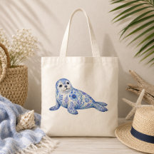 Floral Theme Pottery Art Harbor Seal