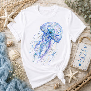 Floral Theme Pottery Art Jellyfish T-Shirt