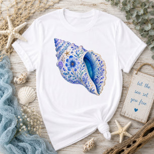 Floral Theme Seashell Art T-Shirt