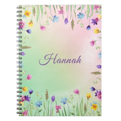 Floral themed notebook with name