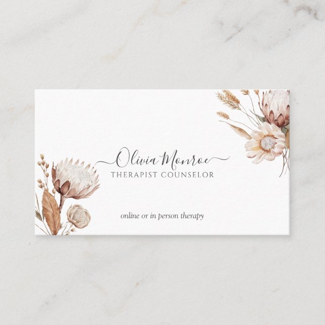 Floral Therapist Counselor Business Card (Front)