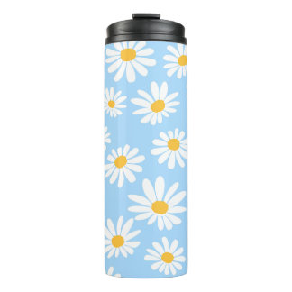 Floral thermal mug, daisy flowers tumbler