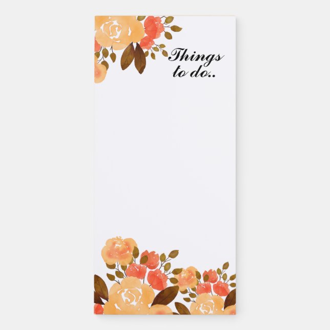 Floral things to do list magnetic notepad (Front)