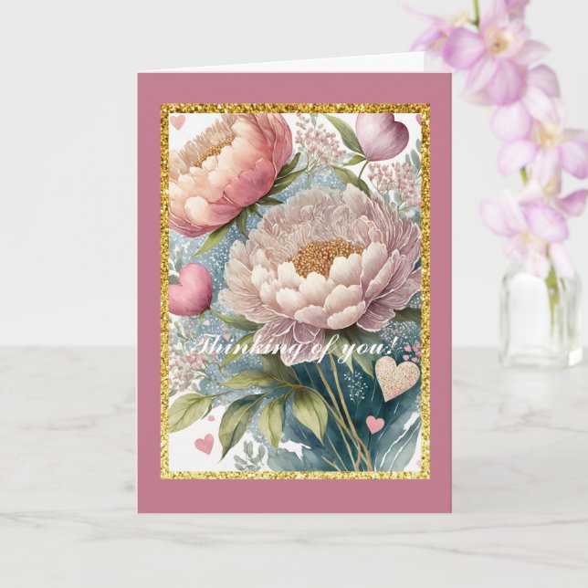 Floral Thinking of You, 5" x 7" Folded Card (Orchid)