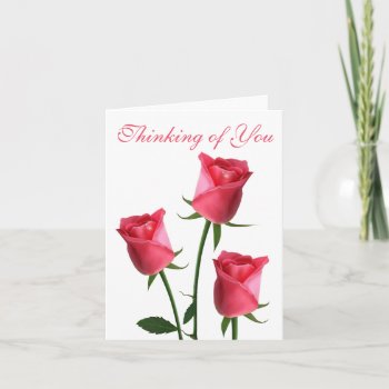 Floral Thinking Of You Pink Rose Flowers Miss You Card by LoveandSerenity at Zazzle