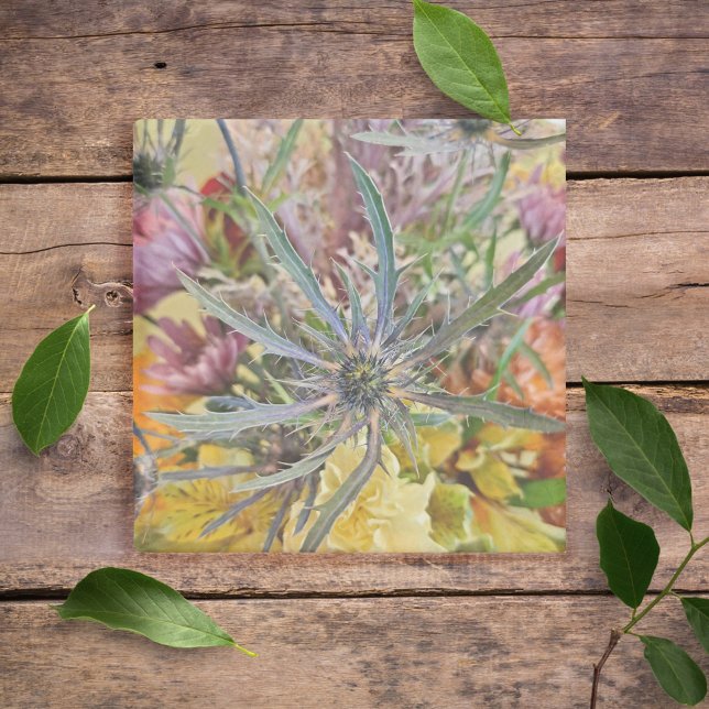 Floral Thistle Colorful Pastel Botanical Natural  Stone Coaster (Creator Uploaded)