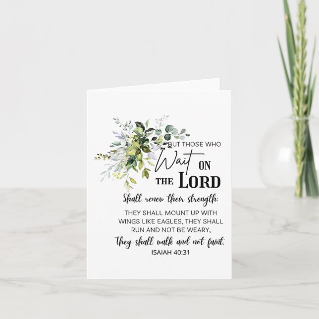 Floral Those Who Wait On The Lord Bible Verse Chri Card (Front)
