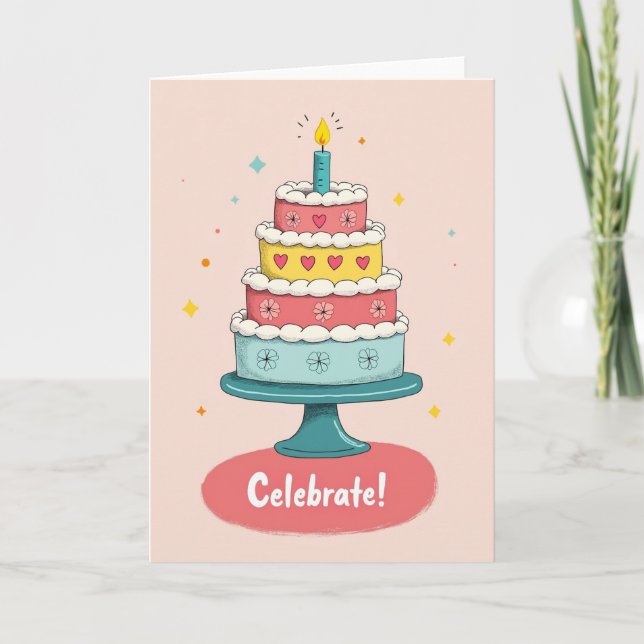 Floral Tiered Cake Card (Front)